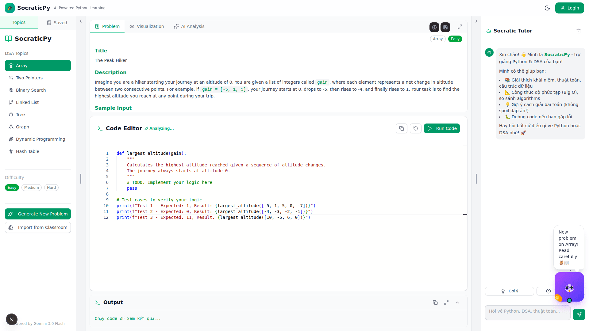 Code Editor & AI Analysis