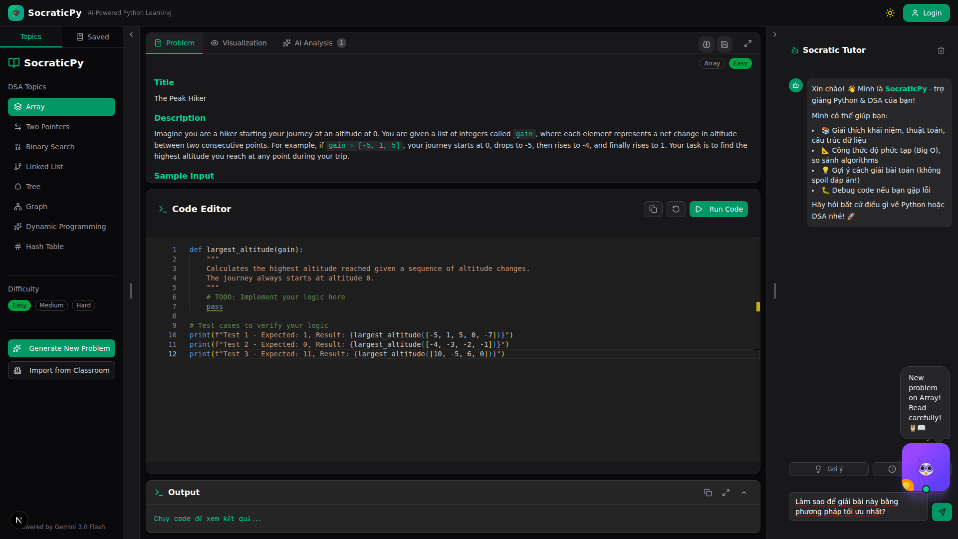 SocraticPy - AI-Powered Python DSA Learning Platform